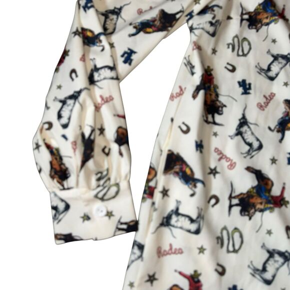Nylon Apparel Rodeo Blouse Size Small - Made In The USA -‎ Western Cowboy Lasso - Picture 5 of 11